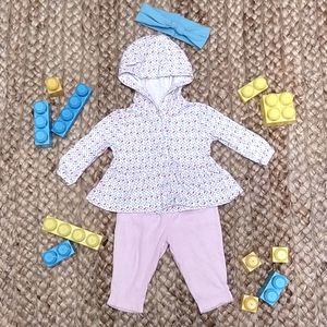 Carter's Baby Girl Pink & Blue Outfit w/ Headband